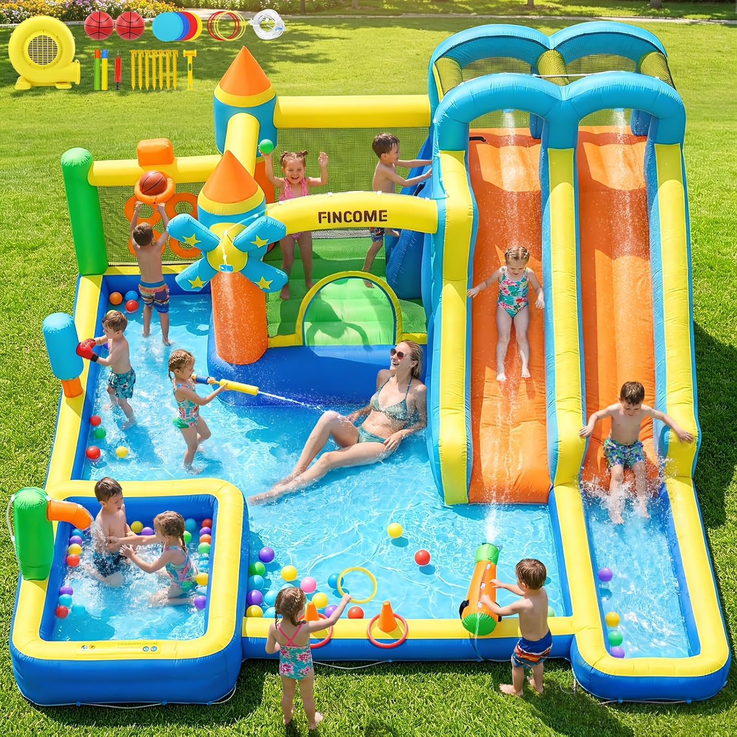 Kids Outdoor Inflatable - Castelo Inflável 10 em 1 com