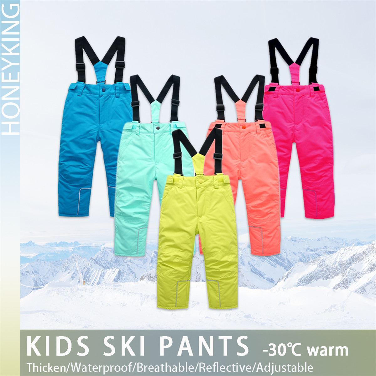 Kids Outdoor Overalls - Honeyking crianças calças de esqui de