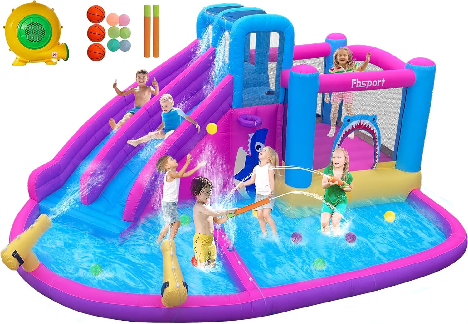 Kids Outdoor Inflatable - Castelo Inflável com Escorregador de Água