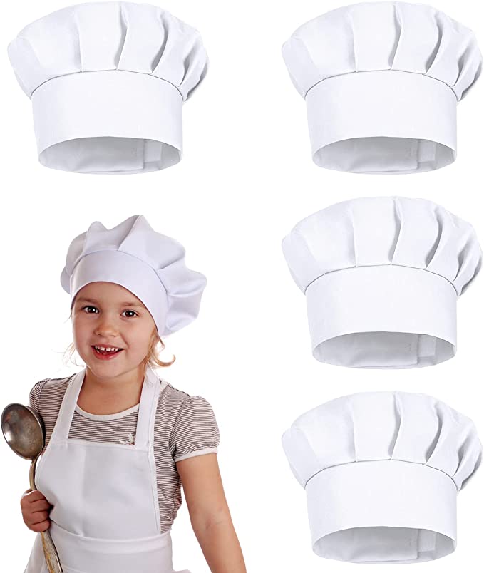 Kids Outdoor Kitchen Accessories - 4 Peças Chapéu de Chef Branco