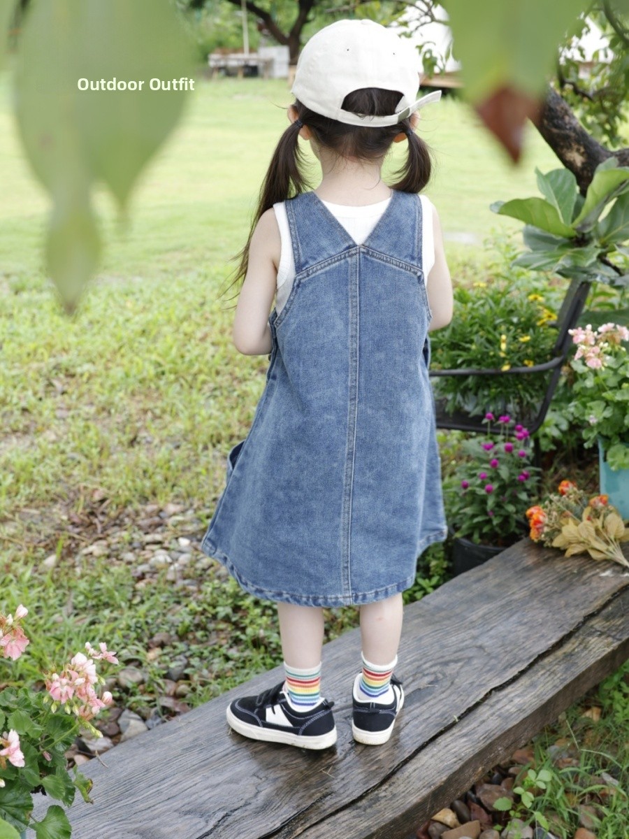 Macacão Saia Jeans Infantil Fe - Kids Outdoor Overalls avaliação e preço