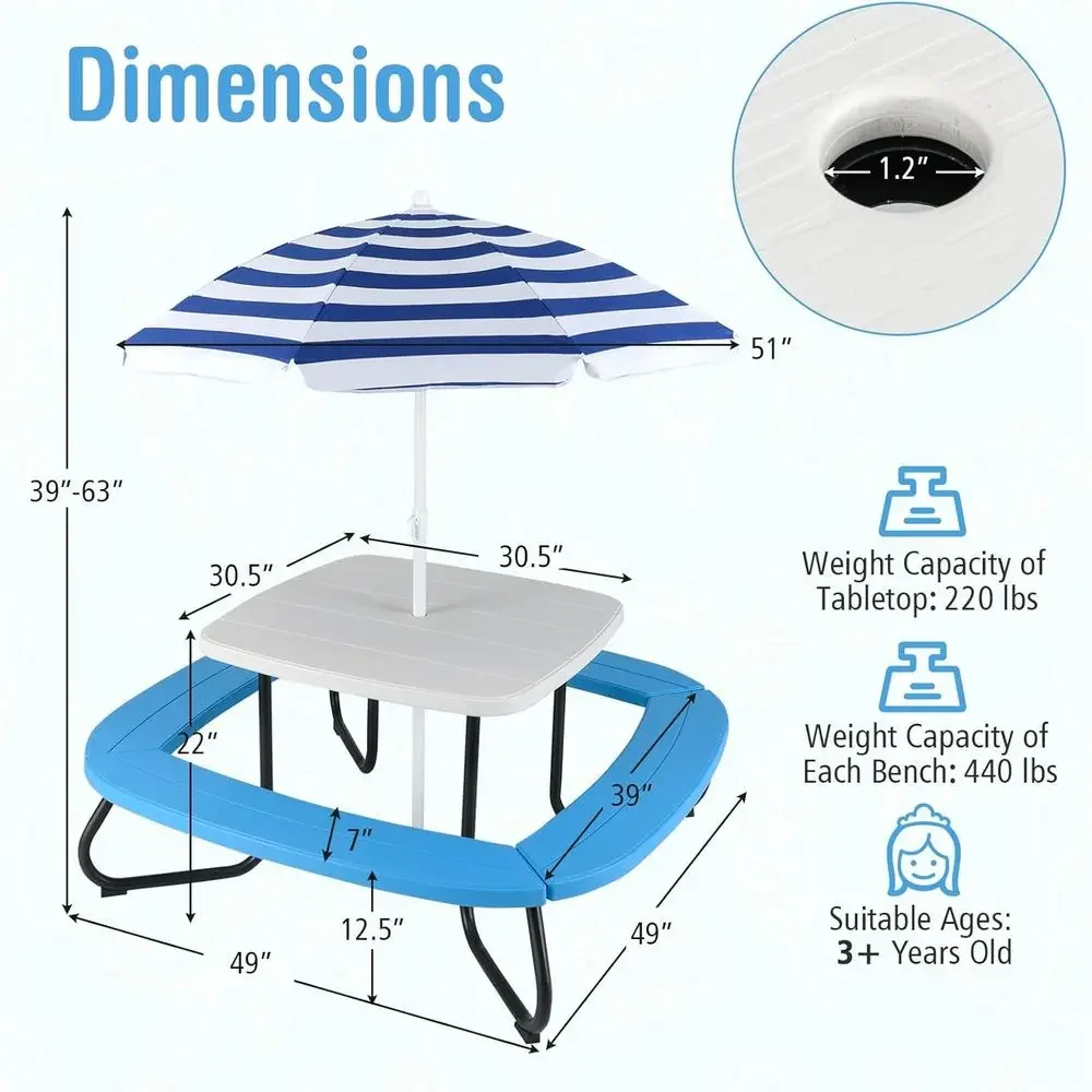 Mesa de Piquenique para 8 Cria - Kids Outdoor Activity Table avaliação e preço