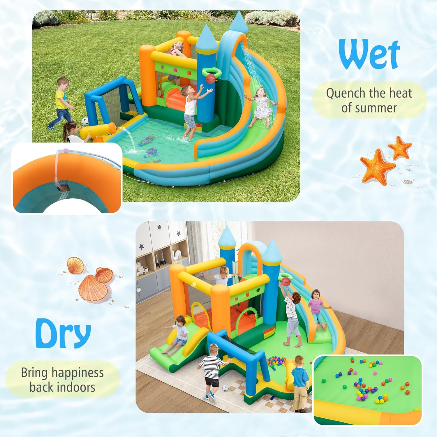 Castelo Inflável Aquático 9 em - Kids Outdoor Inflatable avaliação e preço