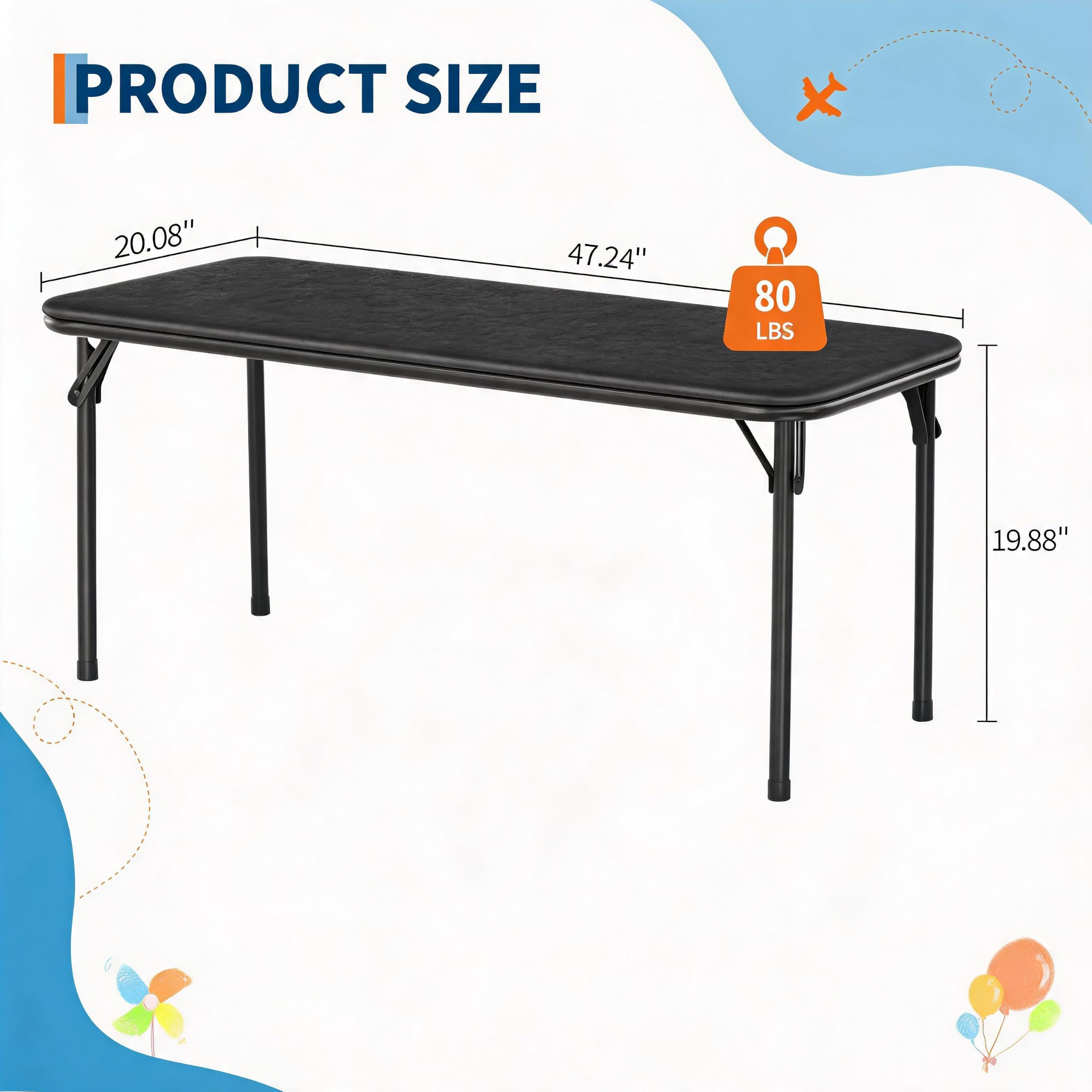 Mesa Retangular Dobrável de 47 - Kids Outdoor Activity Table avaliação e preço