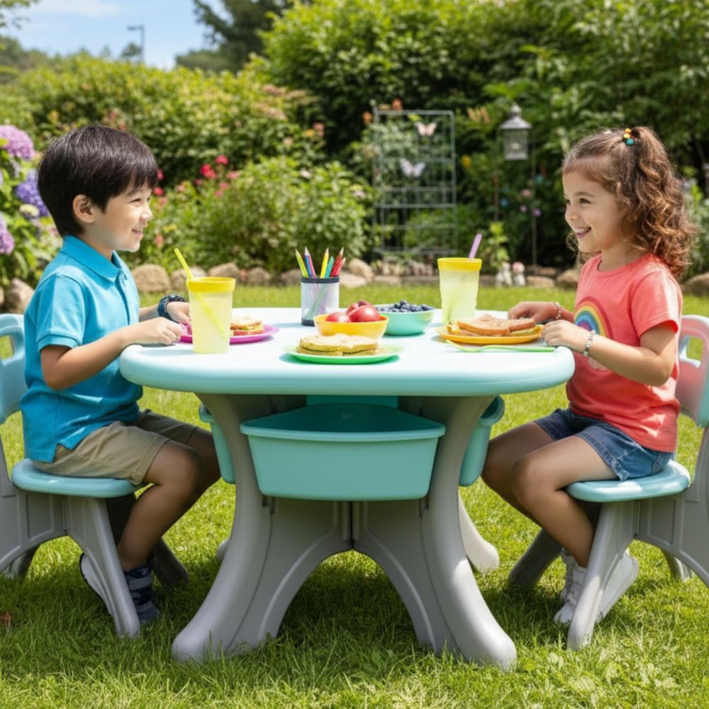 Mesa e Cadeiras Infantis, Conj - Kids Outdoor Activity Table avaliação e preço