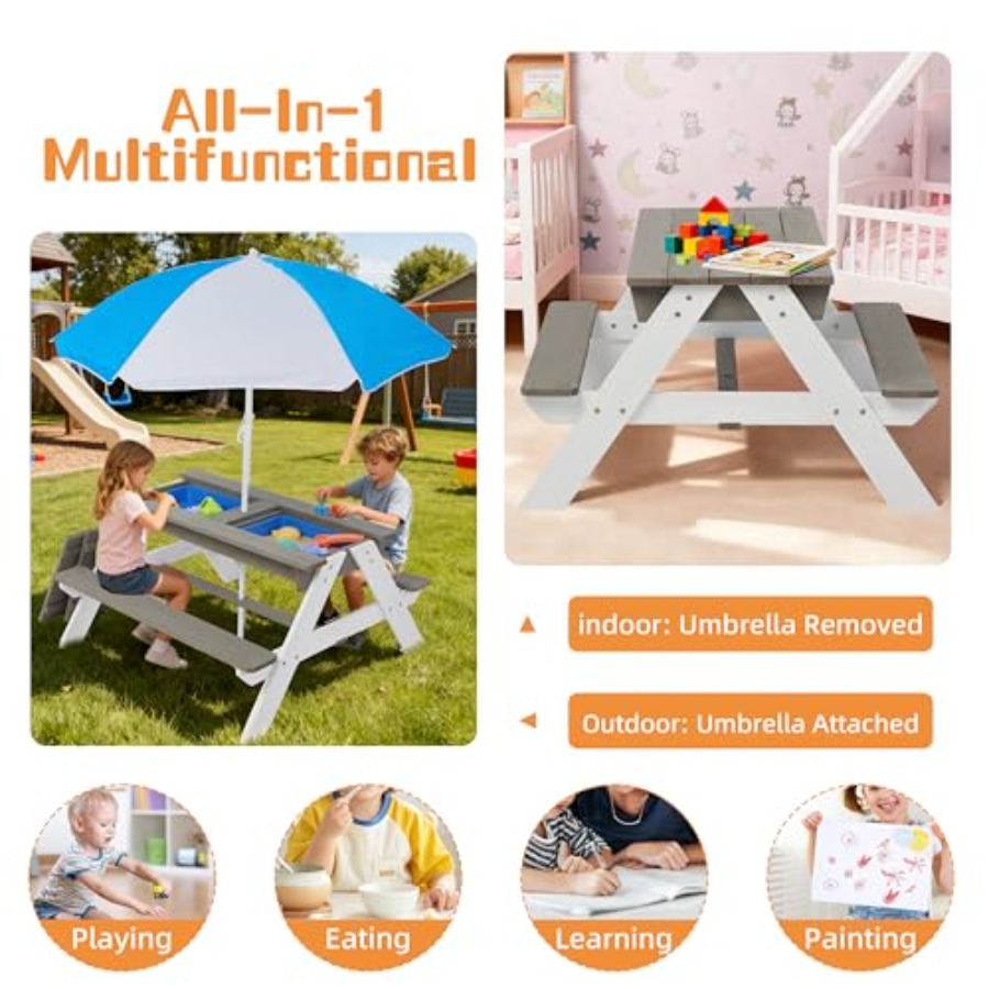 Mesa de piquenique para crianç - Kids Outdoor Activity Table avaliação e preço